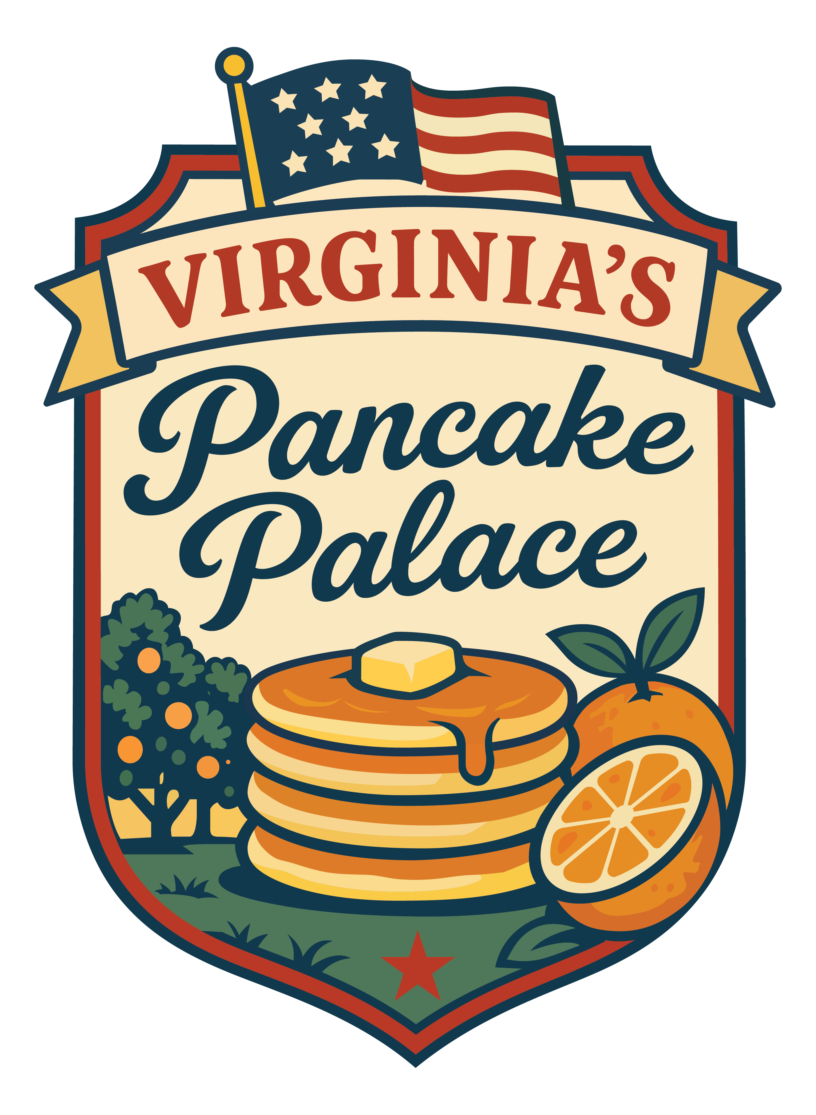 Virginia's Pancake Palace crest logo